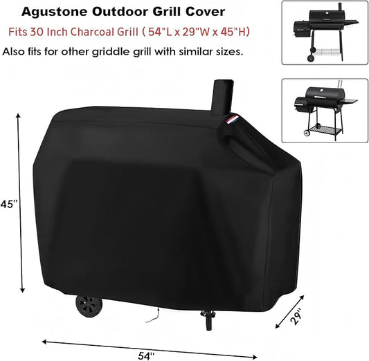 Grill Cover for Royal-Gourme-t 30" Charcoal Grill - Fits CC1830S/CC1830W/CC1830SC, Outdoor Waterproof Offset Smoker Covers for 30 Inch Barrel BBQ with Side Table