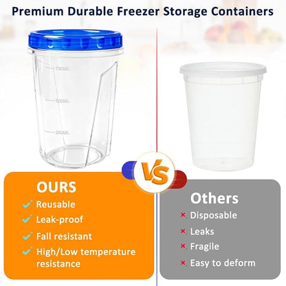 8 Pack 34oz Soup Freezer Storage Containers with Twist Lids for Meal Prep | BPA-Free Reusable Plastic, Quart Food Containers with Screw on Lids for Soup, Broth, Chili, Stew, Leftovers, Freezer Storage