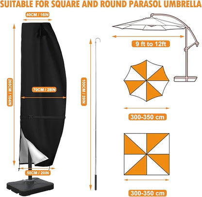 DOCEPERT Cantilever Umbrella Covers for Outdoor Umbrellas 9-12ft,420D Oxford Fabric Patio Offset Umbrella Cover with Sturdy Waterproof Zipper and Top Vent,Garden Outdoor Umbrella Covers