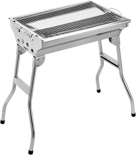 JATIBOSH Large Charcoal Grill, Barbecue Grill Stainless Steel Barbecue Folding Portable BBQ Smoker for Outdoor Cooking Camping Hiking Picnics Garden Backyard