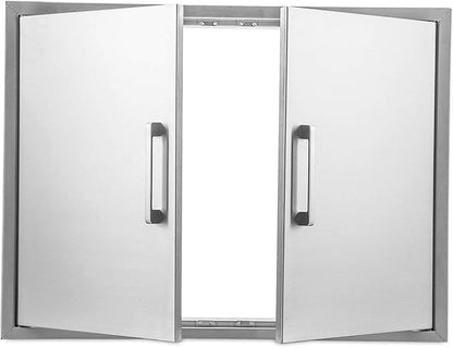 28" W x 23" H Outdoor Kitchen Doors Stainless Steel BBQ Double Access Door,Flush Mount for Outdoor Kitchen Island
