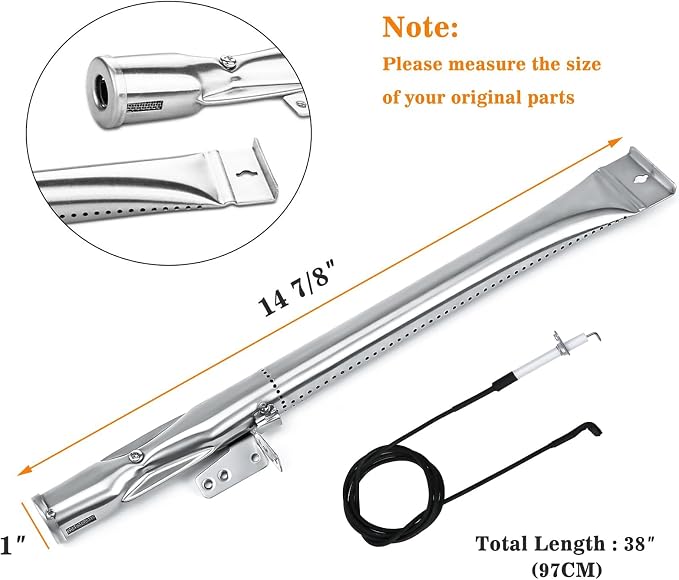 Hisencn Grill Replacement for Home Depot Nexgrill 720-0830H, 720-0830D, 720-0783E, 720-0888, BHG 720-0783H Gas Grill Pipe Burner and Stainless Steel Heat Plates Tent Shield Replacement Kit | Stainless Steel Burner and Heat Tent Replacement Parts for Ne...