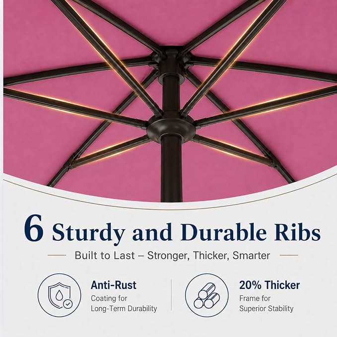 7.5ft Patio Umbrella, Outdoor Table Market Umbrella with Smooth Crank Lift, 6 Windproof Fiberglass Ribs, UPF50+ UV Protection for Deck, Pool, Garden and Backyard