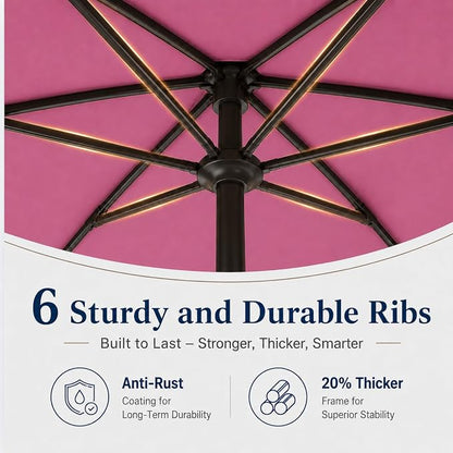 7.5ft Patio Umbrella, Outdoor Table Market Umbrella with Smooth Crank Lift, 6 Windproof Fiberglass Ribs, UPF50+ UV Protection for Deck, Pool, Garden and Backyard