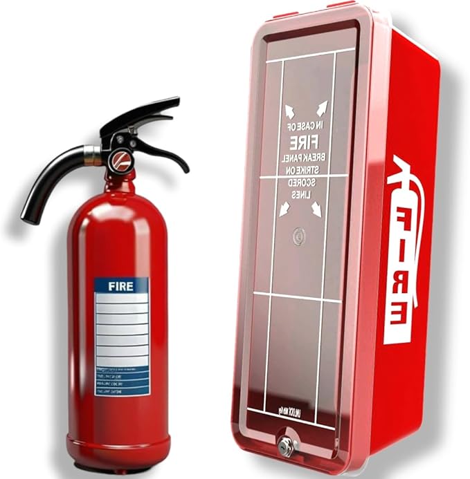 ISOP PVC Fire Extinguisher Cabinet Large for 5 kg or 10 lb - Fire Extinguisher Storage Indoor / Outdoor - Wall Mounted Fire-rescue Extinguishers Box - ABC Extinguishers Mounting - Wall-Fixed Enclosure