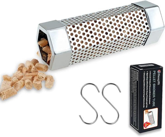 Pellet Smoker Tube 6 Inches - Stainless Steel Perforated Wood Pellet Tube Smoker - for All Electric, Gas, Charcoal Grill or Smoker, Hot or Cold Smoking