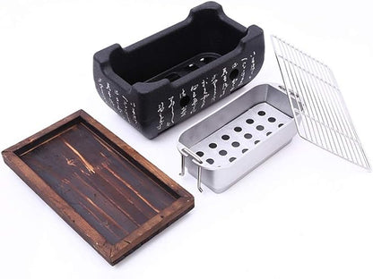 ‌Japanese Style BBQ Grill - Japanese Charcoal Grill, Portable Charcoal Stove & Grill Plate Compact for Camping Picnic Beach Barbecue Tools Accessories