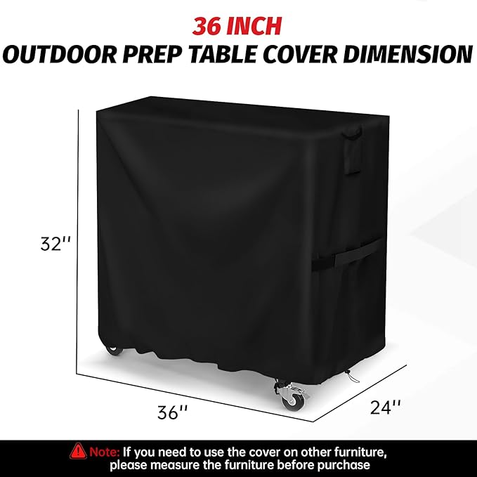 Outdoor Grill Table Cover,36 Inch Waterproof Prep Table Cart Cover,Patio Pizza Oven Stand Cover - 36 X 24 X 32 Inch