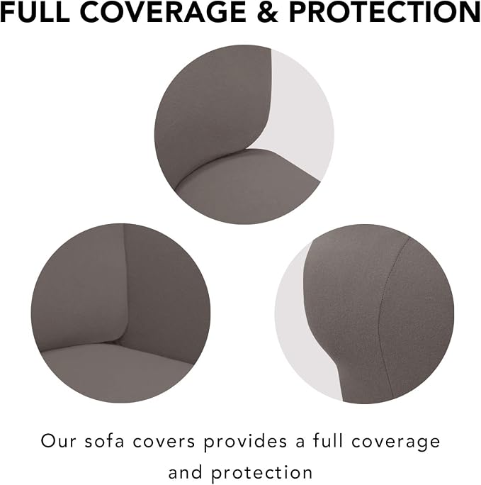 PureFit Stretch Oversized Couch Covers Fleece Sofa Slipcovers Taupe | 1-Piece Sofa Cover Washable Soft Couch Protector, Couch Slipcover with Non Skid Foam and Elastic Bottom for Kids, Dogs