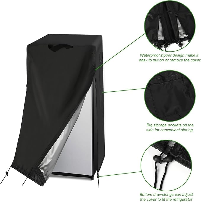 Customized Size Refrigerator Cover for Fridge/Freezer/Cold Rooms | Customized Size Shape Accessories,Waterproof Dustproof Heavy Duty Oxford Fabric,for Outdoor Indoor Use(Black/Gray/Beige)