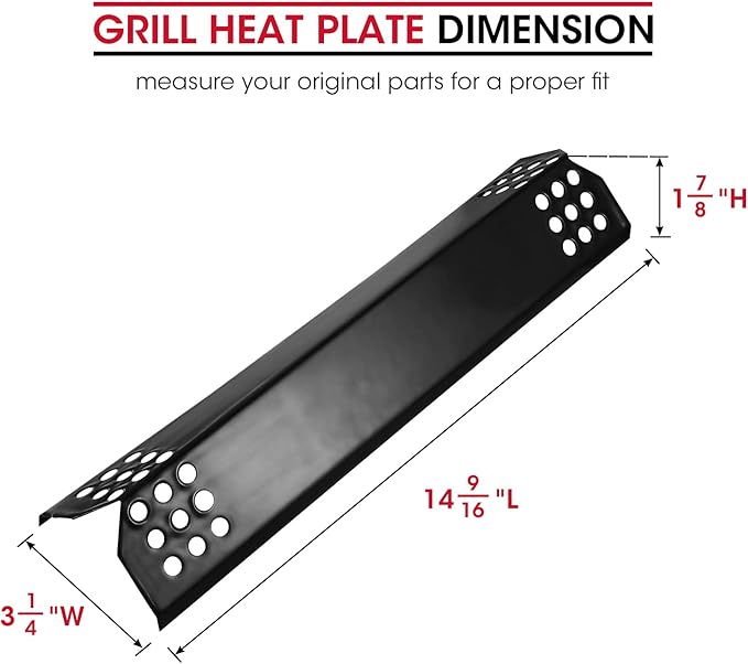 Unicook 14.56 Inch Grill Heat Plates Replacement Parts, Porcelain Grill Burner Covers Compatible for Nexgrill, Charbroil, Thick BBQ Heat Shields Tents, Flame Tamer for Gas BBQ, 5 Pack