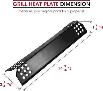 Unicook 14.56 Inch Grill Heat Plates Replacement Parts, Porcelain Grill Burner Covers Compatible for Nexgrill, Charbroil, Thick BBQ Heat Shields Tents, Flame Tamer for Gas BBQ, 5 Pack