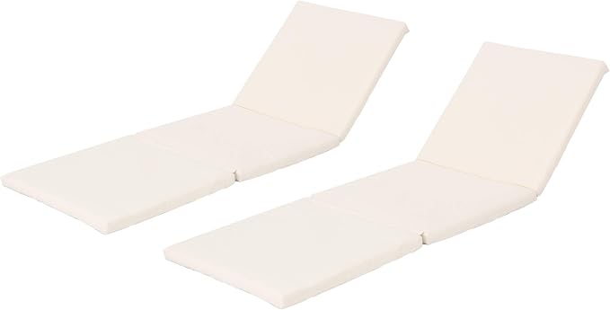 Christopher Knight Home Jamaica Outdoor Water Resistant Chaise Lounge Cushions, 2-Pcs Set, Cream
