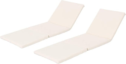 Christopher Knight Home Jamaica Outdoor Water Resistant Chaise Lounge Cushions, 2-Pcs Set, Cream