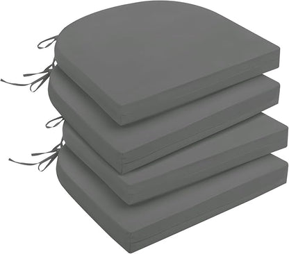 downluxe Outdoor Chair Cushions Set of 4 for Patio Furniture, Water-Resistant Patio Chair Cushions with Ties, High Density Foam Outdoor Seat Cushion, 17" X 16" X 2", Dark Grey
