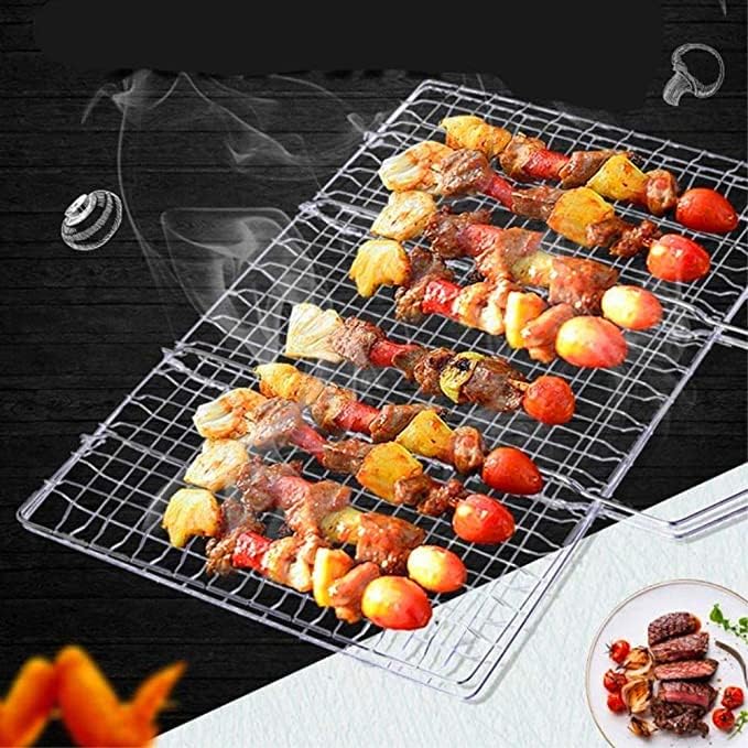 Foldable Grill Basket,Portable Stainless Steel BBQ Barbecue Grilling Basket,With Removable Handle,For Vegetables,Steak,Fish,Shrimpand Whether At Home or OutdoorsBBQ,It Is A Very Practical Barbecue
