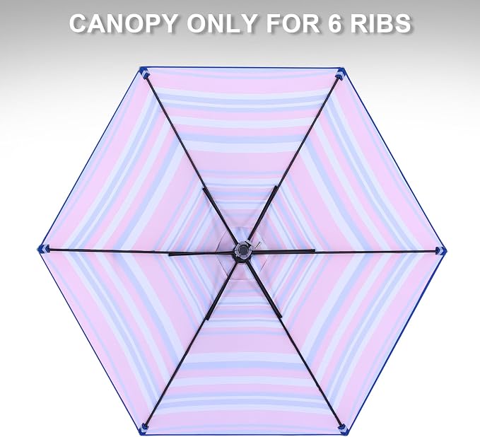 MASTERCANOPY Patio Umbrella 7.5 ft Replacement Canopy for 6 Ribs-Navy and Red Stripes Canopy Only