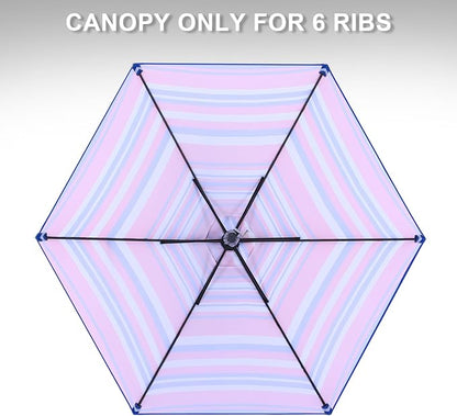 MASTERCANOPY Patio Umbrella 7.5 ft Replacement Canopy for 6 Ribs-Navy and Red Stripes Canopy Only