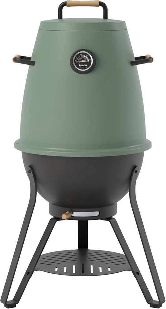 Kandu Outdoor Charcoal Oven Grill, Jungle Green - Cooks from All Directions, Space Saving, Includes 8 Skewers, Up to 750 Degrees - Quick Vertical Cooking Locks in Flavor, Nutrients & Moisture