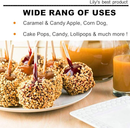 5.5" Natural Bamboo Skewers For BBQ，Caramel and Candy Apple Sticks, Corn Dog，Corn Cob，Cookie，Lollipop，Kabob，Gril. 5mm Thick by Semi Point Styel (100 pcs)