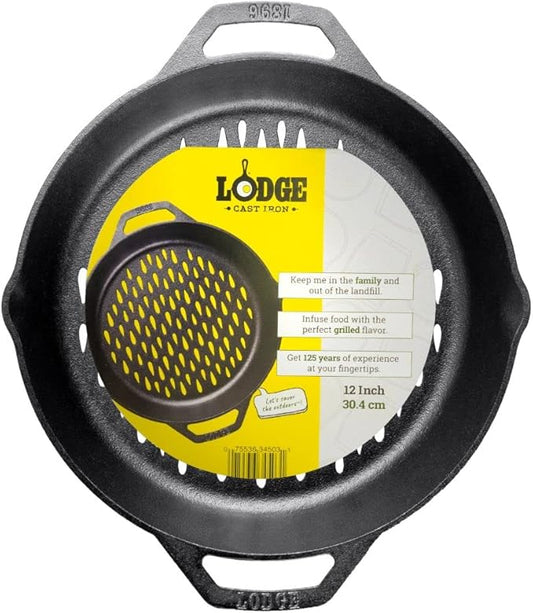 Lodge 12" Cast Iron Dual Handle Grill Basket (Pack of 3)