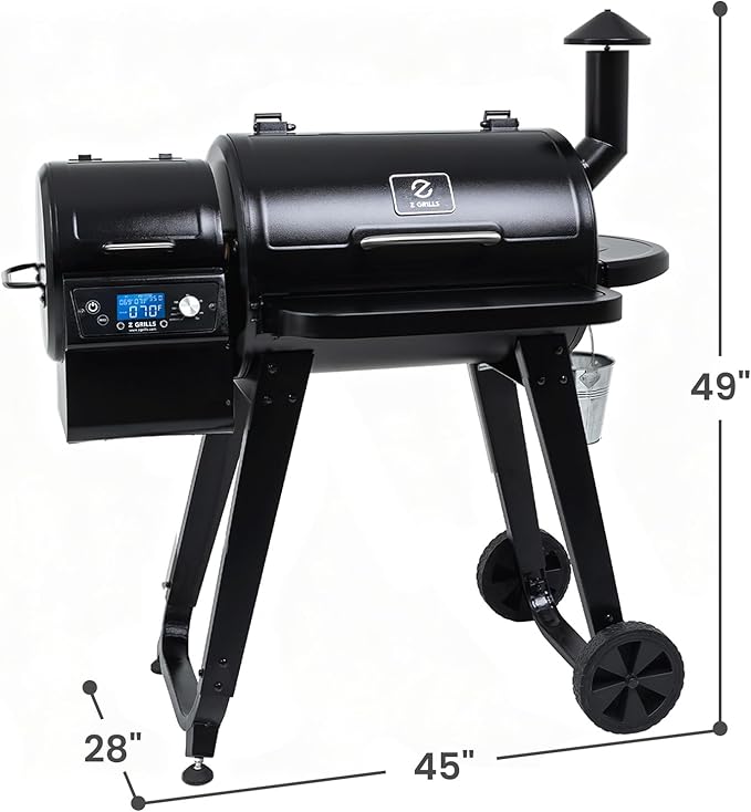 Z GRILLS 2026 Wood Pellet Grill & Smoker with PID V3.0 Controller, 459 Sq in Cook Area, Meat Probe, Foldable Shelf&Side Shelf, 8 in 1 BBQ Grill Outdoor Auto Temperature Control, Black, 450A