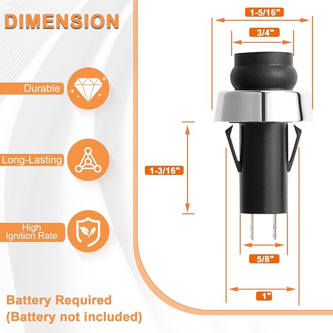 GS4 Igniter Replacement Parts for Weber GS4 Genesis II & Spirit II Grills, 66220 Ignition Button Switch for Weber Grill Genesis 2 Starter Button &Weber Spirit 2 Grill Parts Spirit 2 E210, II E310 etc.