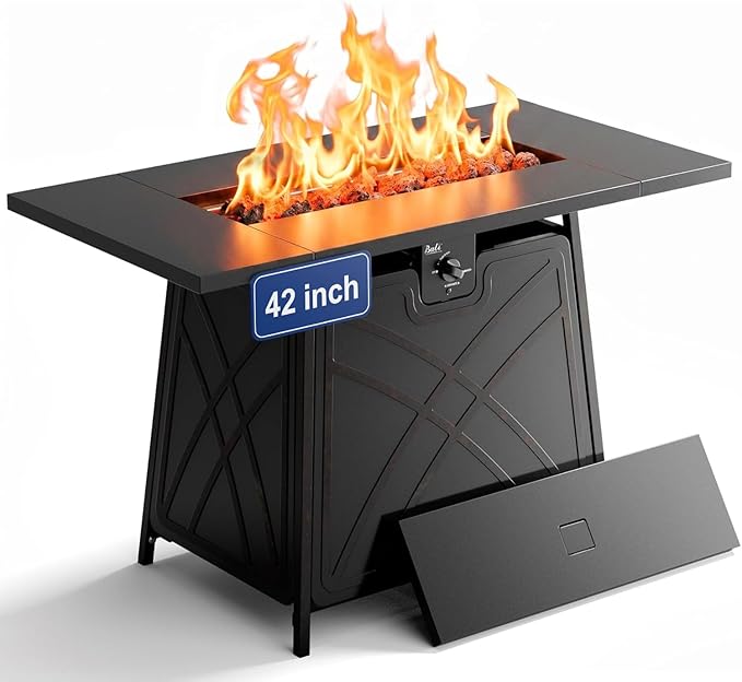 BALI OUTDOORS Propane Fire Pit Patio Outdoor Fire Pit Table Large Firepits for Outside Black