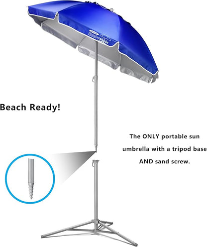 Wondershade Ultimate Portable Sun Shade Umbrella – Lightweight Adjustable Outdoor Patio & Beach Umbrella with Tripod Base (Blue)