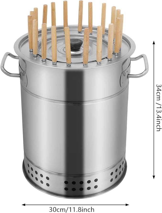 Portable Charcoal Grill, Compact Smokeless BBQ Charcoal Grill Stainless Steel Charcoal Kebab Grill, 360° All-Round Roasting BBQ Stove for Outdoor Cooking, Camping, Picnic, Backyard (20 Skewers)