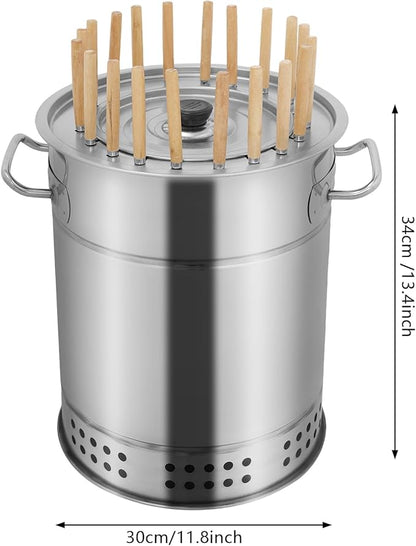 Large Portable Charcoal Grills Vertical Smoker Grill Mesh Barrel with Kabob Skewers Stainless Barbecue Roaster 360° Smokeless Outdoor BBQ Hanging Stove for Travel Camping (20 Skewers-2)