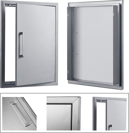 BBQ Access Door Stainless Steel,Overall-Size:20" by 27" Vertical Single Door Reversible Open Left or Right,Flush Mount for Outdoor Kitchen