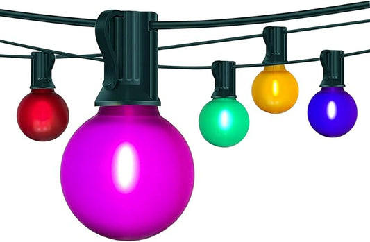G40 Globe String lights,Frosted Multicolor LED Christmas Lights with 27 Shatterproof LED Bulbs, Hanging Christmas Tree Lights for Indoor Outdoor Holiday Party Backyard Christmas Decoration, Green Wire