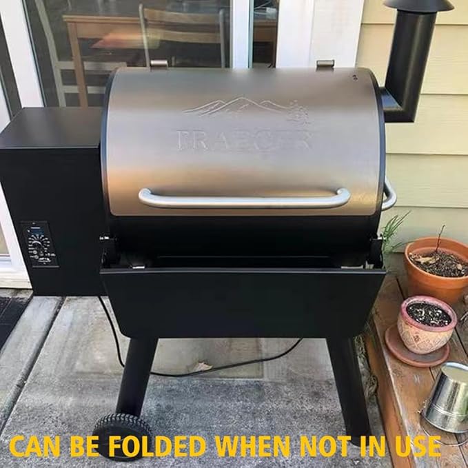 Folding Front Shelf for Traeger Pro 22 Pro 575 Traeger Century 22 and Ironwood 650 Series Grill Accessories for Traeger Pellet Grills BAC362 Folding Shelf,Black
