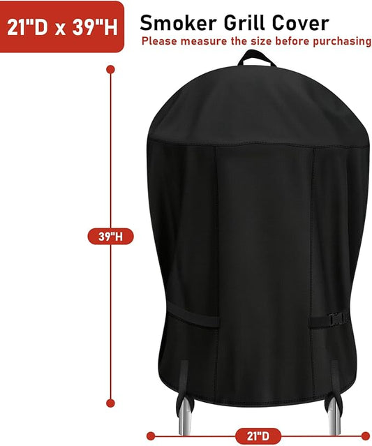Smoker Grill Cover for Weber Smokey 18 inch,Waterproof Heavy Duty Charcoal Smoker Cover,Round Grill Cover for Most Charcoal Grill