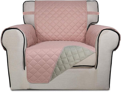 PureFit Reversible Quilted Sofa Cover, Water Resistant Slipcover Furniture Protector, Washable Couch Cover with Non Slip Foam and Elastic Straps for Kids, Dogs, Pets (Small, Pink/Beige) | Pink/Beige, Water Resistant Couch Protector, Washable Pet Couch ...