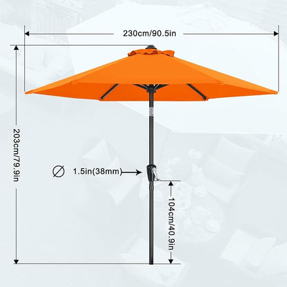 MASTERCANOPY 7.5ft Patio Umbrella with Tilt & Crank, Orange | 6 sturdy ribs;UV/water resistant;Vent;easy setup;for garden/deck/backyard/pool