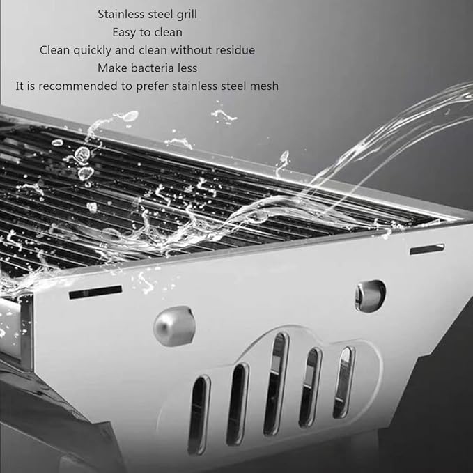 Portable BBQ Grill Stainless Steel Charcoal Barbecue Grill Folding Camping Grill Makes Juicy Lamb Shish Kebab, Shashlik, Spiedini Skewer for Outdoor Camping Grilling Picnics Cookouts Party ( Size : Hi