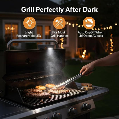 Yukon Glory Rechargeable LED Grill Handle Light, Fits Most Grills | Bright, water and heat resistant. Fits most outdoor grills. Rechargeable, patent pending.