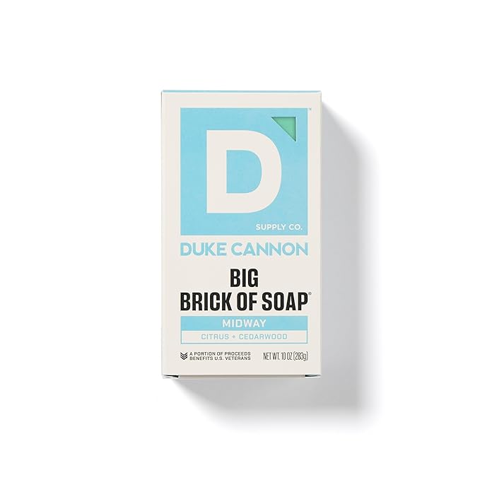 Duke Cannon Supply Co. Big Brick Bar Soap for Men, 10 oz Each (4 Pack) – Midway, High Country, Sawtooth & Midnight Swim – USA Made Large Soap Bars, Masculine Scents