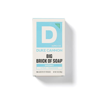 Duke Cannon Supply Co. Big Brick Bar Soap for Men, 10 oz Each (4 Pack) – Midway, High Country, Sawtooth & Midnight Swim – USA Made Large Soap Bars, Masculine Scents