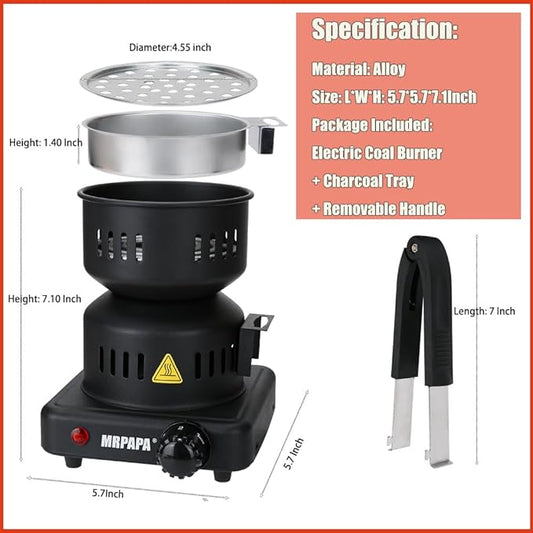 MRPAPA Electric Charcoal Starter, Electric Stove ETL Approved Durable Multipurpose Electric Stove,Overheat Protection Hookah Coconut Coals Burner