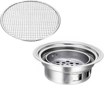 Luxshiny Portable Stainless Steel Mini Bbq Stove Charcoal Grilling Stove with Grill Rack Small Outdoor Barbecue Grill for Picnic and Housewarming