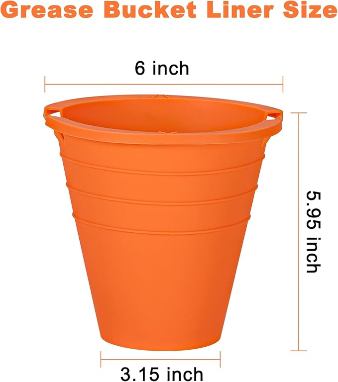 2pcs reuasble Silicone Grease Bucket Liners Compatible for Traeger/Pit Boss ect/Oklahoma Joe' /Green Mountain Grill Drip Tray Bucket Liner for pro Pellet Wood Smoker Grill Accessories（Orange）