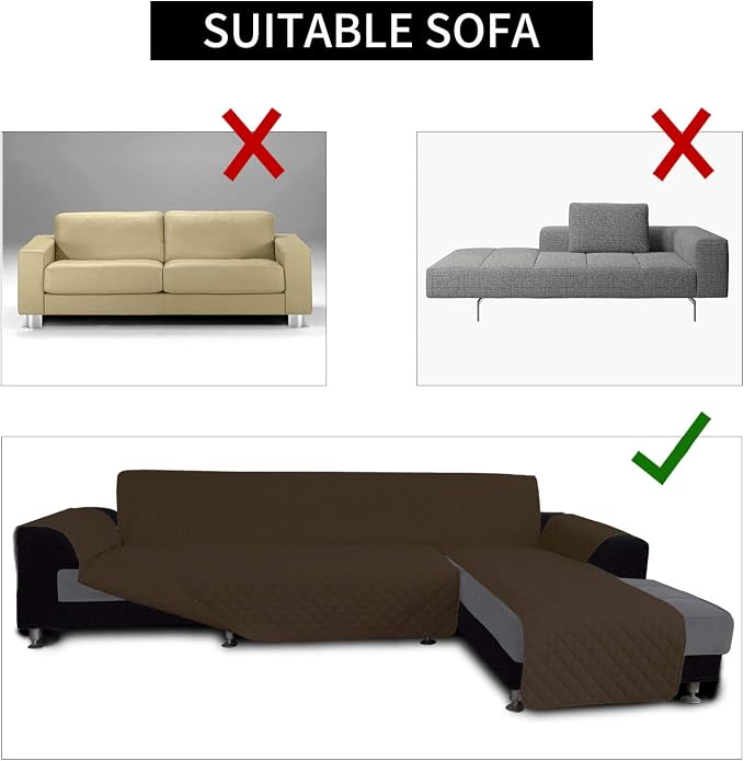Easy-Going Reversible L-Shape Sectional Couch Cover, X-Large, Coffee/Coffee | Soft Sofa Slipcover For Dogs, Fits Left/Right Chaise Lounge Protector, Water Resistant Mat For Living Room