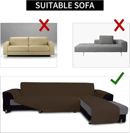 Easy-Going Reversible L-Shape Sectional Couch Cover, X-Large, Coffee/Coffee | Soft Sofa Slipcover For Dogs, Fits Left/Right Chaise Lounge Protector, Water Resistant Mat For Living Room