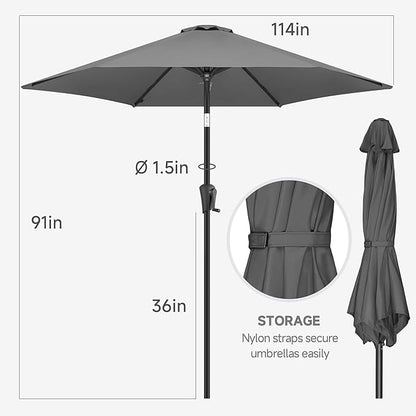 FLAME&SHADE 10ft Patio Umbrella - Outdoor Umbrella with 6 Sturdy Ribs, Push Button Tilt and Crank, UV Protection Table Market Umbrella for Pool, Porch, Garden, Deck, Backyard (Anthracite)