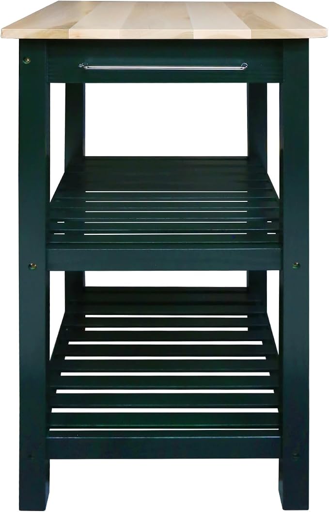 Casual Home Sunrise (Small) with Solid Harvest Hardwood Top Kitchen Island, 22.75" W, Natural/Hunter Green