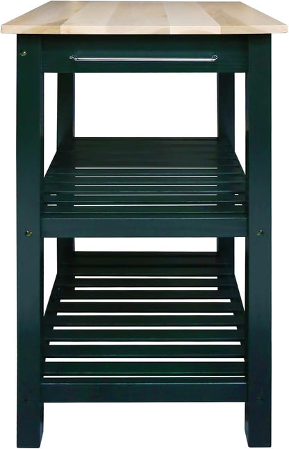 Casual Home Sunrise (Small) with Solid Harvest Hardwood Top Kitchen Island, 22.75" W, Natural/Hunter Green