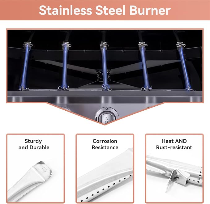GR2215120-OG-00 Grill Replacement Parts for Outdoor Gourmet 4 Burner | Fits 12061 GR2215101-OG-00 FSOGBG1106, Grill Burners Tubes & UFHP2 Heat Plates, Replacement Kit for GR2205723-OG-00 4 Burner